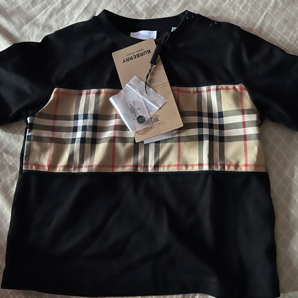 Vintage Check Panel Cotton T-shirt  2T